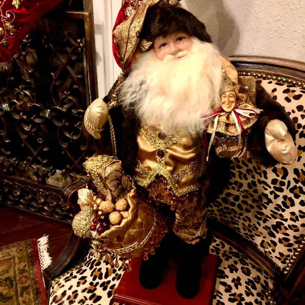 NWT SANTA'S WORKSHOP Handcrafted 2005 Golden Opulence Santa Figurine 24"